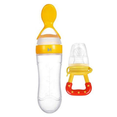 Pack of 2 | Baby Silicone Squeeze Spoon Feeder with Fruit Pacifier